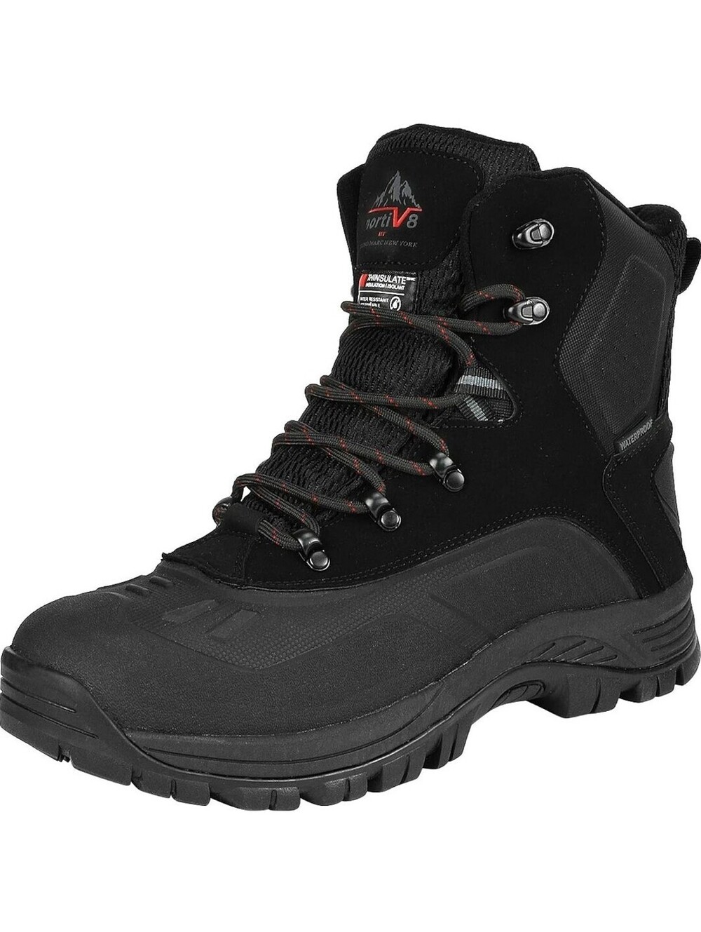 NORTIV 8 Men's Insulated Waterproof Hiking Winter Snow Boots Black Sz. 9 NEW